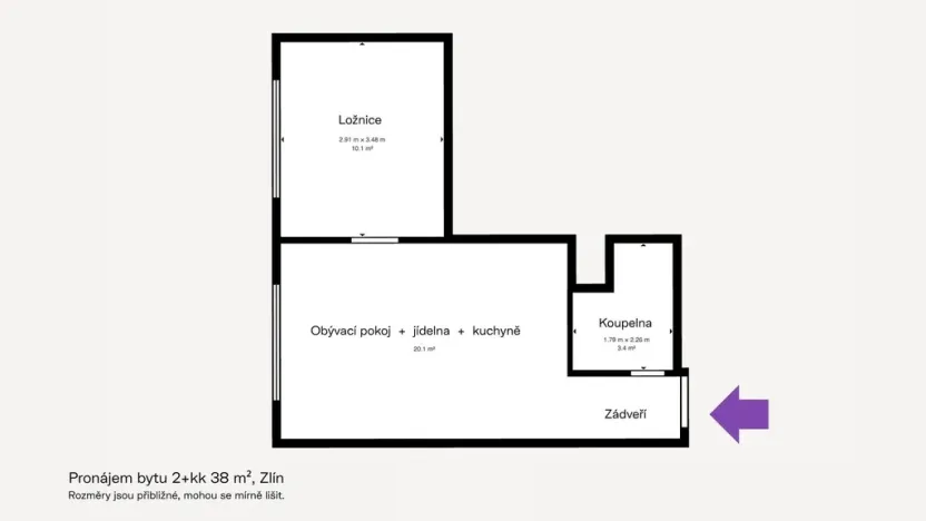 Pronájem bytu 2+kk, Zlín, 2. května, 38 m2