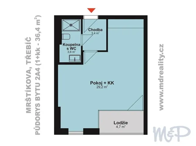 Pronájem bytu 1+kk, Třebíč, Mrštíkova, 45 m2