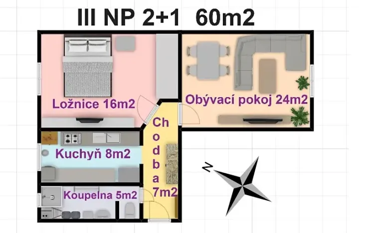 Pronájem bytu 2+1, Olomouc, Stratilova, 60 m2