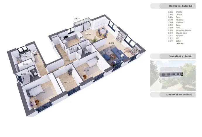 Prodej bytu 5+kk, Praha - Holyně, náměstí Pod lípou, 150 m2