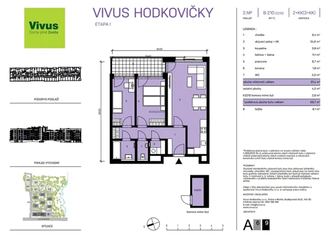 Prodej bytu 3+kk, Praha, Modřanská, 69 m2
