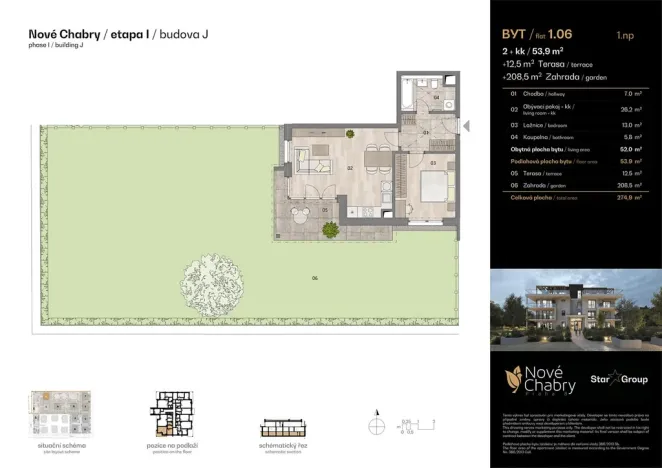Prodej bytu 2+kk, Praha - Dolní Chabry, Krbická, 53 m2