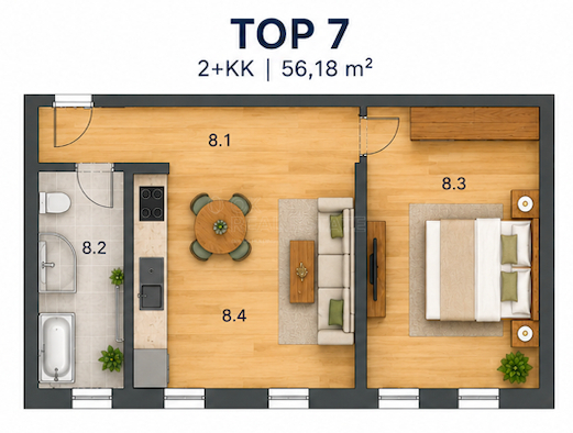 Prodej bytu 2+kk, Bahnhofstraße,Groß-Siegharts,Rakousko, 56 m2