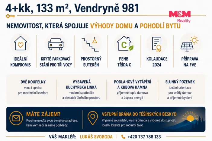 Prodej atypického bytu, Vendryně, 133 m2