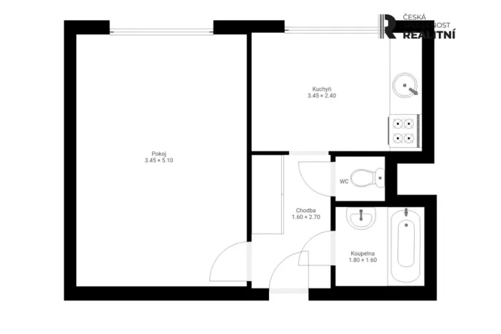 Pronájem bytu 1+1, Zlín, Javorová, 34 m2
