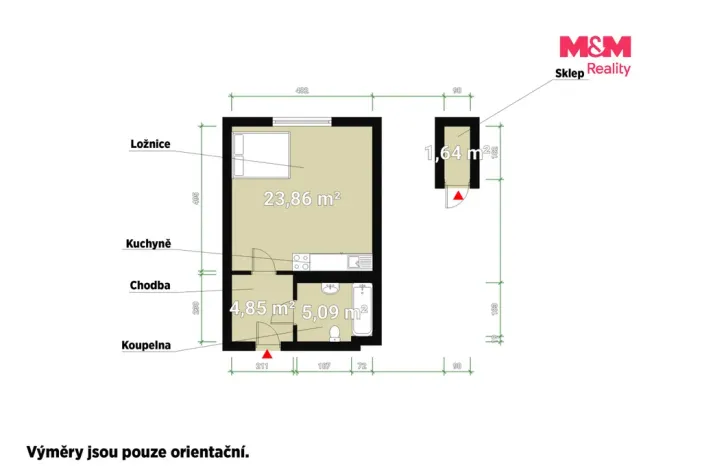 Pronájem bytu 1+kk, Plzeň - Východní Předměstí, Plzenecká, 33 m2