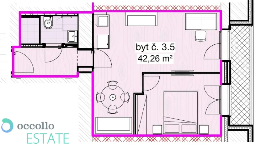 Pronájem bytu 2+kk, Plzeň, Klatovská třída, 42 m2