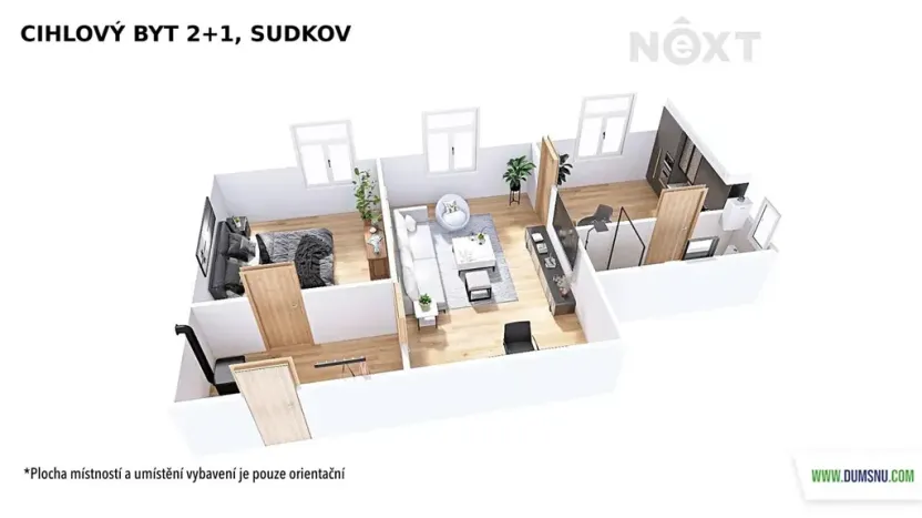 Pronájem bytu 2+1, Sudkov, 59 m2