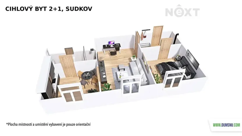 Pronájem bytu 2+1, Sudkov, 59 m2