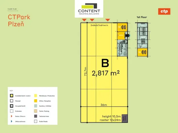 Pronájem skladu, Plzeň - Skvrňany, Folmavská, 2390 m2