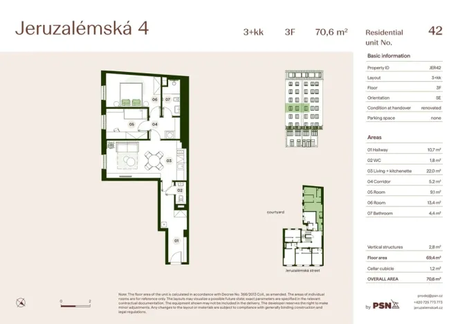 Prodej bytu 3+kk, Praha, Jeruzalémská, 67 m2