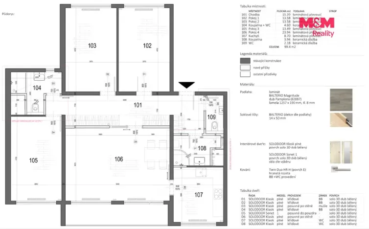 Prodej bytu 4+1, Praha - Černý Most, Bojčenkova, 104 m2