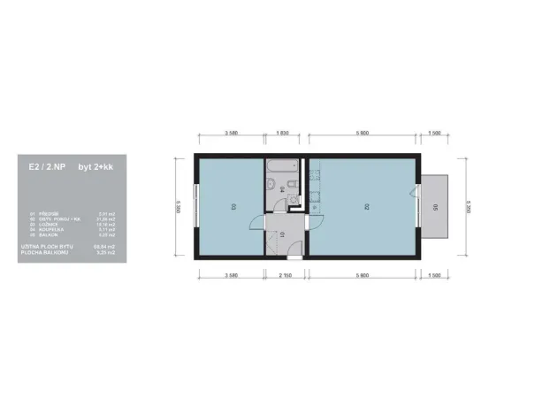 Pronájem bytu 2+kk, Praha - Uhříněves, Karla Zicha, 60 m2