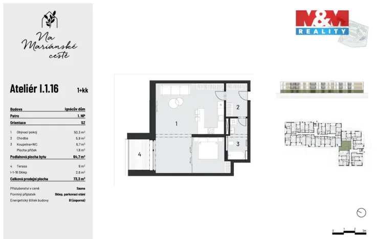 Prodej bytu 1+kk, Brandýs nad Labem-Stará Boleslav, Dřevčická, 65 m2