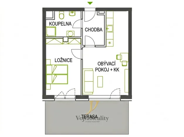 Pronájem bytu 2+kk, Olomouc, Třída Jiřího Pelikána, 46 m2