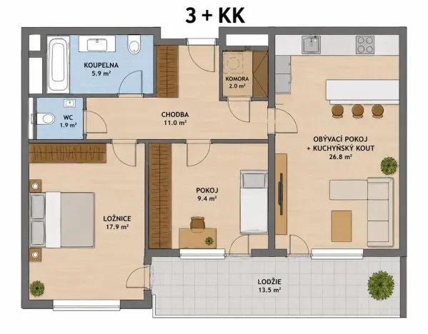 Prodej bytu 3+kk, Praha - Stodůlky, Svitákova, 73 m2