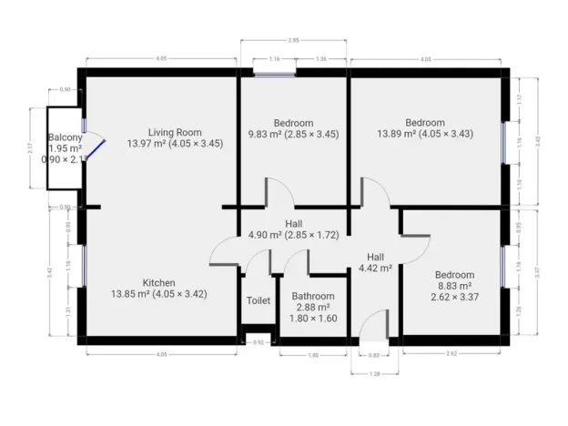 Pronájem bytu 4+kk, Praha - Černý Most, Bryksova, 74 m2