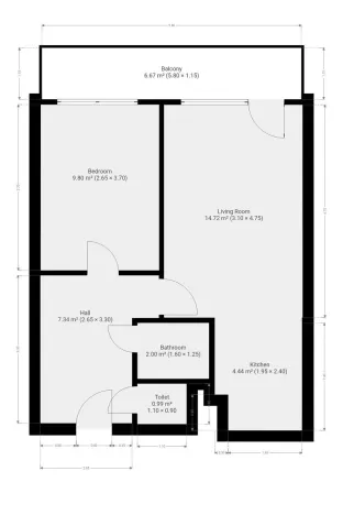 Pronájem bytu 2+kk, Praha, Jablonecká, 40 m2