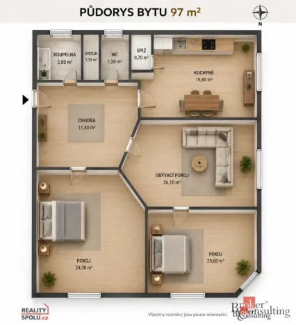 Prodej bytu 3+1, Praha - Strašnice, Mrštíkova, 97 m2