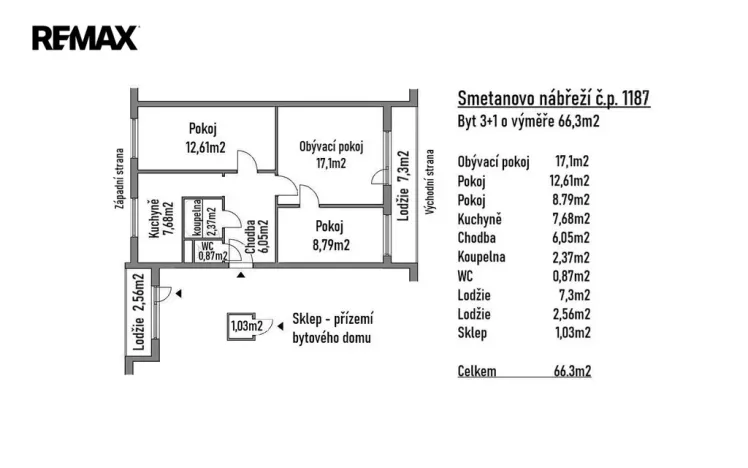 Pronájem bytu 3+1, Hradec Králové, Smetanovo nábřeží, 66 m2