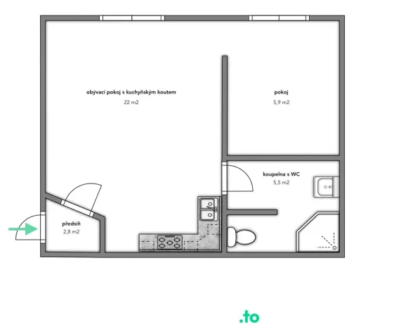 Pronájem bytu 2+kk, Znojmo, Palackého, 36 m2