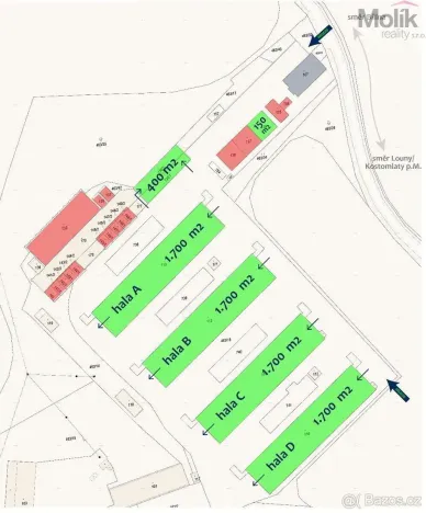 Pronájem skladu, Hrobčice - Razice, 1700 m2