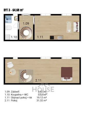 Prodej bytu 2+kk, Nučice, 65 m2