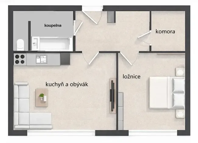 Pronájem bytu 2+kk, Ústí nad Labem, Na Kohoutě, 42 m2