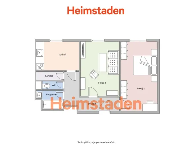 Pronájem bytu 2+1, Ostrava - Mariánské Hory, Zelená, 56 m2