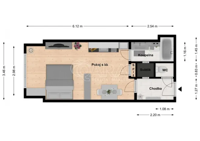 Pronájem bytu 1+kk, Praha - Holešovice, Jankovcova, 27 m2