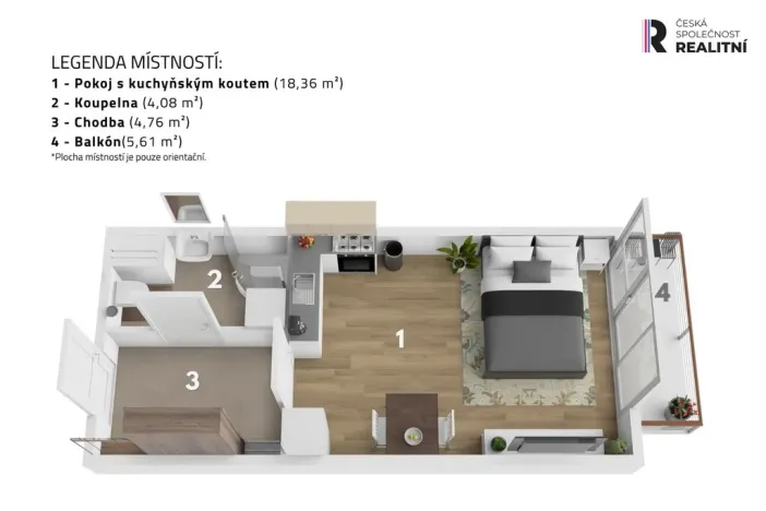 Prodej bytu 1+kk, Praha - Třebonice, Do zahrádek I, 32 m2