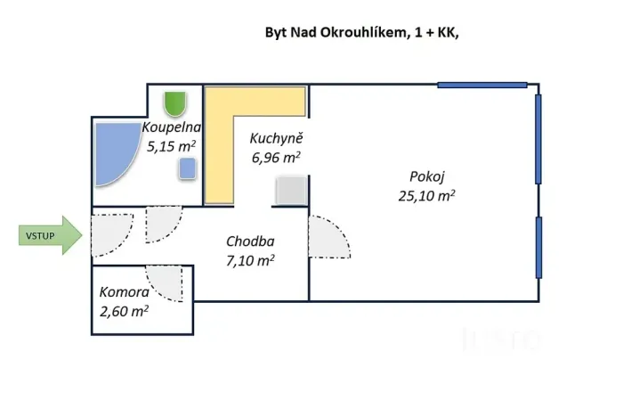 Prodej bytu 1+kk, Praha - Libeň, Nad Okrouhlíkem, 46 m2