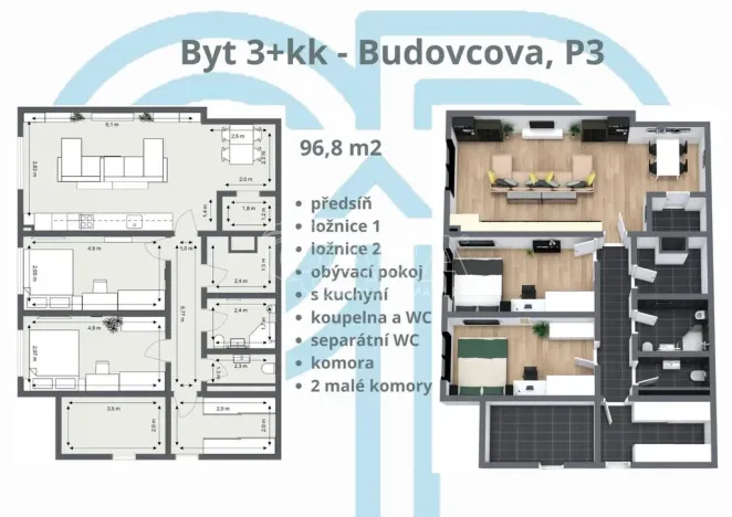 Prodej bytu 3+kk, Praha - Žižkov, Budovcova, 96 m2