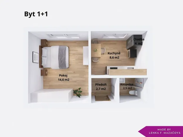 Prodej bytu 1+1, Lutín, Růžová, 28 m2