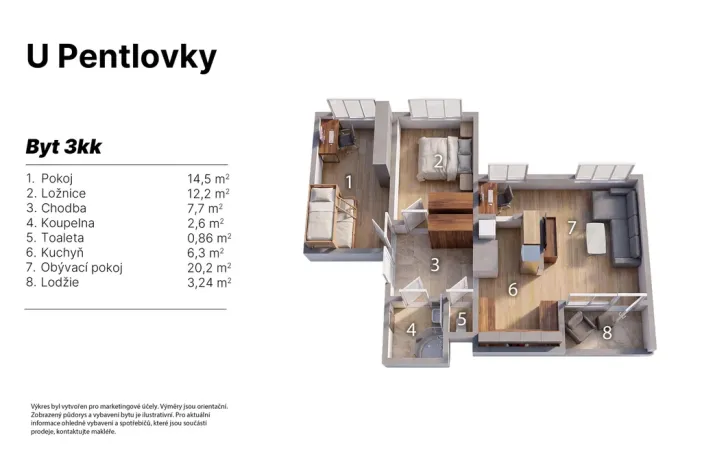 Prodej bytu 3+kk, Praha - Troja, U Pentlovky, 69 m2
