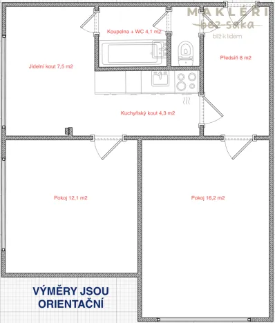 Prodej bytu 2+1, Praha - Kamýk, Krhanická, 54 m2