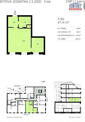 Pronájem bytu 2+kk, České Budějovice, Nová, 47 m2