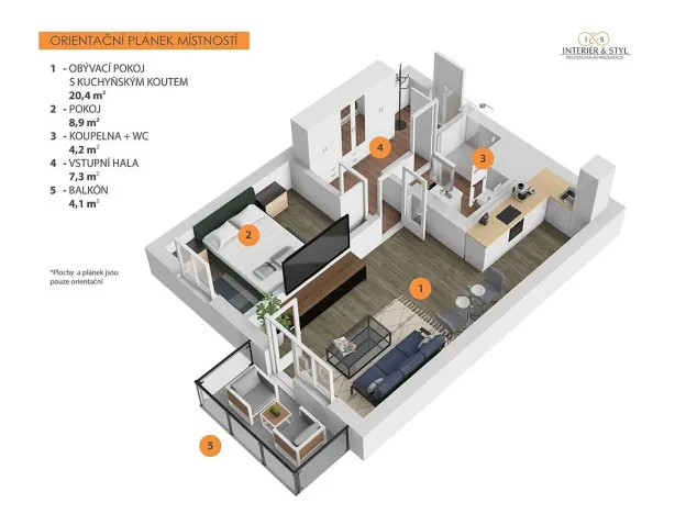 Pronájem bytu 2+kk, Praha, Arnošta Staňka, 47 m2