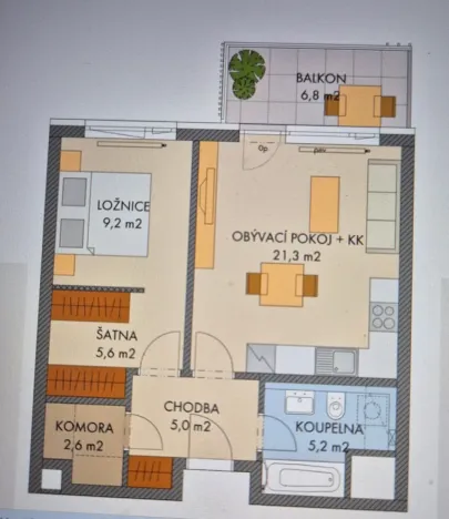 Prodej bytu 2+kk, Praha - Hlubočepy, Hugo Haase, 52 m2