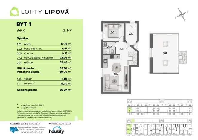 Prodej bytu 3+kk, Hodonice, 69 m2