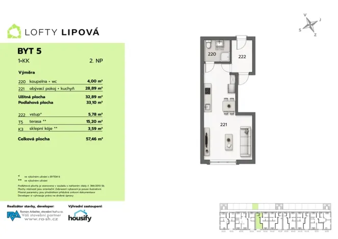 Prodej bytu 1+kk, Hodonice, 33 m2
