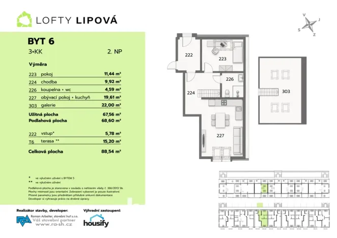Prodej bytu 3+kk, Hodonice, 68 m2