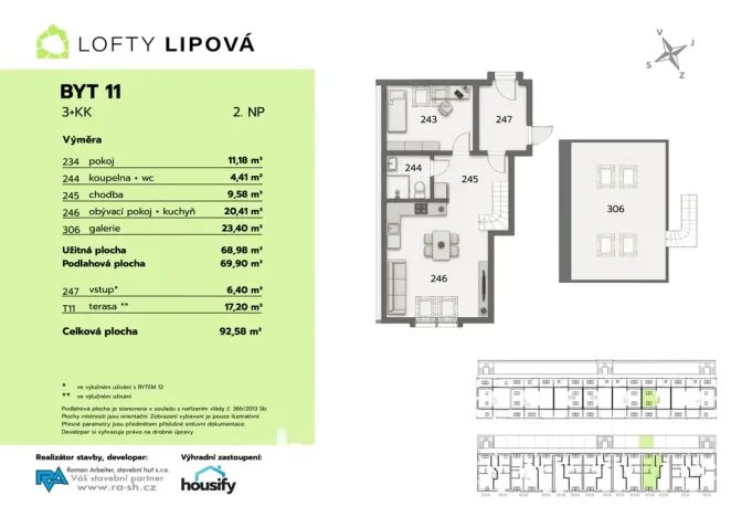 Prodej bytu 3+kk, Hodonice, 69 m2