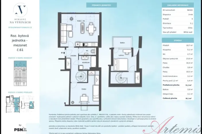 Prodej bytu 3+kk, Praha - Bubeneč, Na výšinách, 98 m2