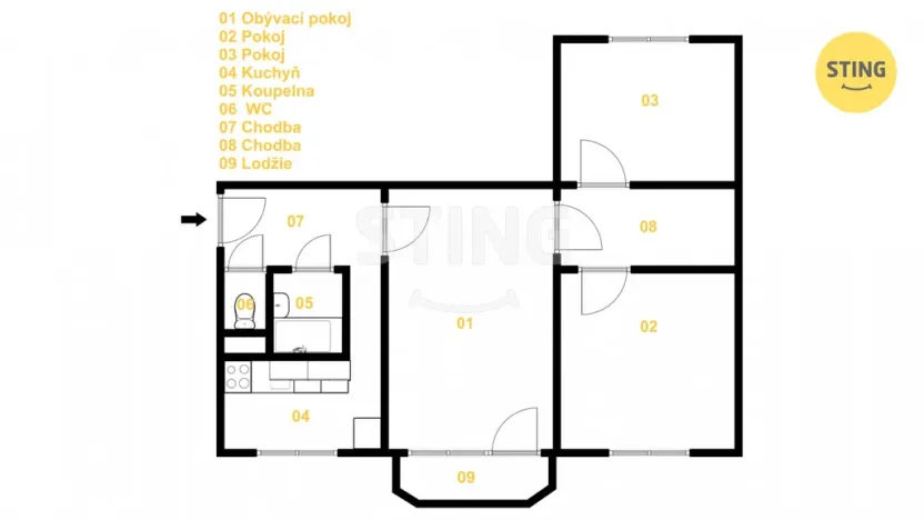 Prodej bytu 3+1, Uničov, Hrdinů, 76 m2