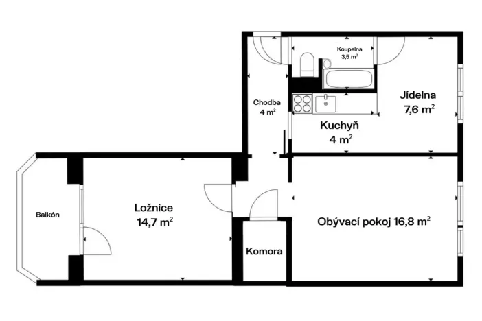 Prodej bytu 2+1, Otrokovice, Kpt. Nálepky, 58 m2