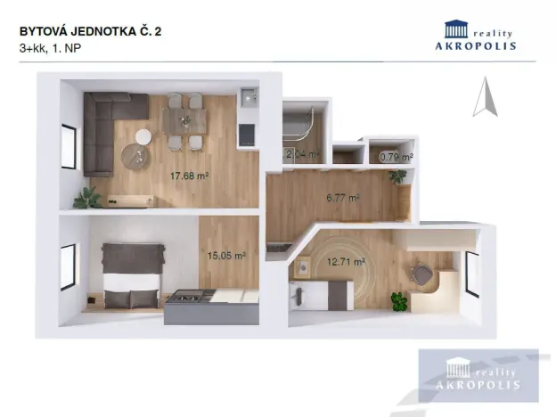 Prodej bytu 3+kk, Praha - Libeň, Kotlaska, 56 m2