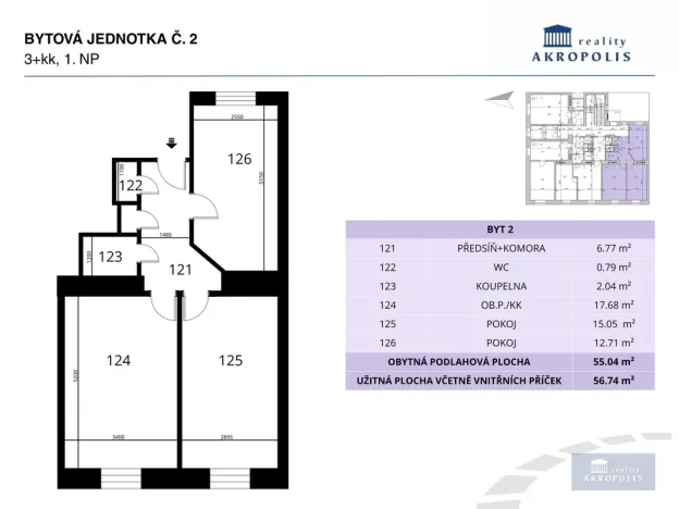 Prodej bytu 3+kk, Praha - Libeň, Kotlaska, 56 m2