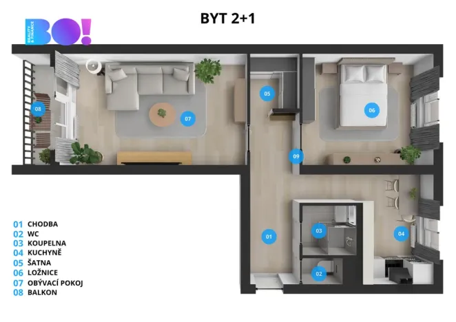 Prodej bytu 2+1, Ostrava, Vincence Makovského, 57 m2