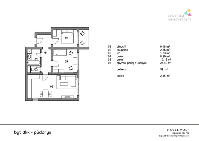 Prodej bytu 3+1, Praha - Modřany, Pertoldova, 65 m2